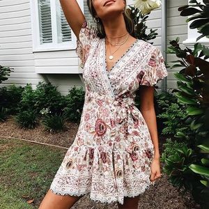 NEW Boho FLORAL wrap  DRESS
